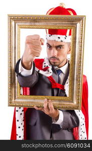 King with picture frame on white