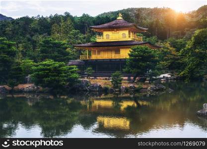 Kinkaku-ji, Golden Pavilion, Zen Buddhist temple Landmark in Kyoto, Japan