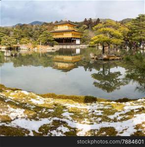 Kinkakuji Temple (The Golden Pavilion) in Kyoto, with snow Japan