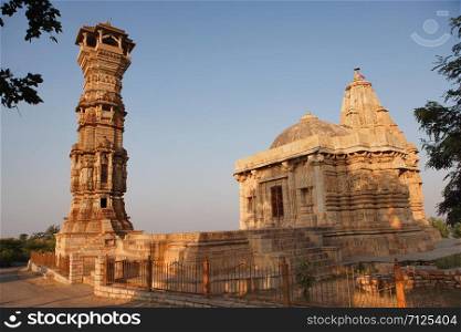Kirti Stambha and Kalika Mata Temple, Chittorgarh, Rajasthan, India