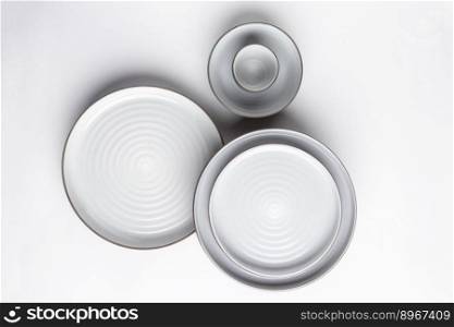 Kitchen and restaurant utensils on a white background. Top view. kitchen and restaurant utensils