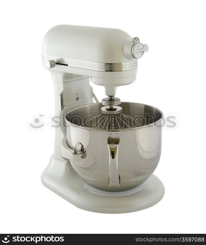 Kitchen appliances - planetary mixer matt light pearl color, isolated on a white background