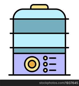 Kitchen cooker icon. Outline kitchen cooker vector icon color flat isolated. Kitchen cooker icon color outline vector