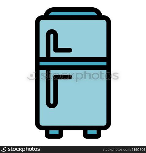 Kitchen fridge icon. Outline kitchen fridge vector icon color flat isolated. Kitchen fridge icon color outline vector