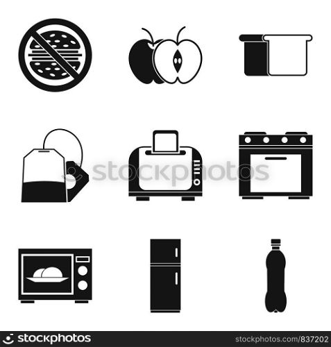 Kitchen furnace icons set. Simple set of 9 kitchen furnace vector icons for web isolated on white background. Kitchen furnace icons set, simple style