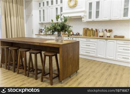 kitchen interior design wooden furniture. High resolution photo. kitchen interior design wooden furniture. High quality photo