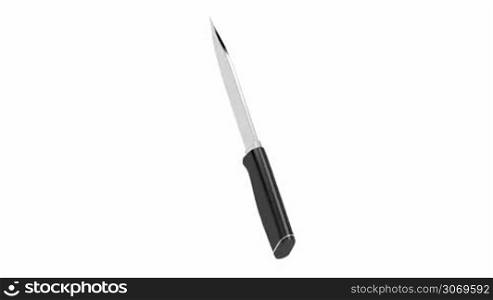Kitchen knife spin on white background