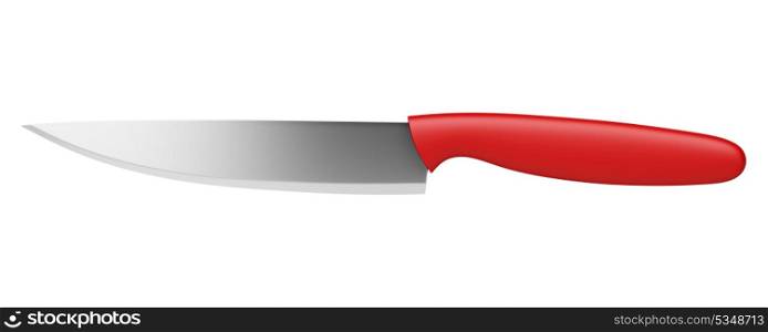 kitchen knife with red handle isolated on white background