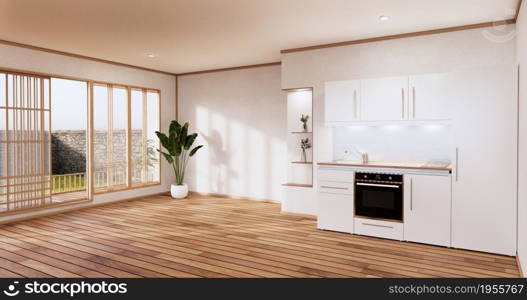 Kitchen room japanese style.3D rendering