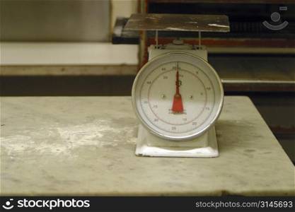 Kitchen scales in bakery