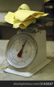 Kitchen scales in bakery
