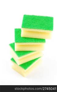 kitchen sponges tower isolated on white background