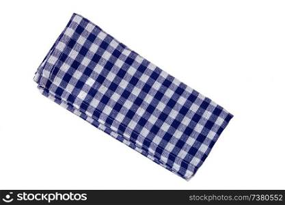 Kitchen towel blue white isolated as Cut.. Kitchen towel blue white isolated as Cut