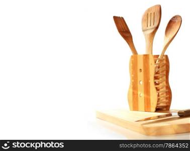 Kitchen utensil. Set of kitchen utensil made from wood.