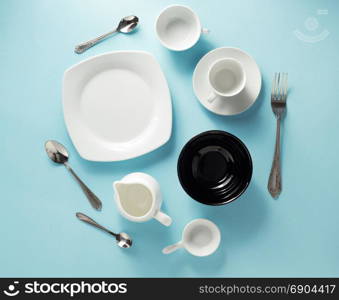 kitchenware at abstract colorful background