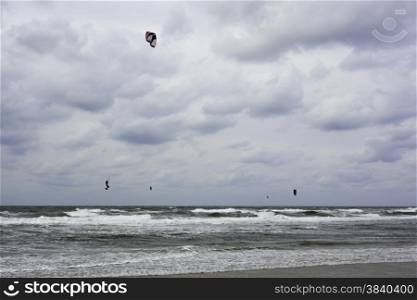 kite surfer during fall storm