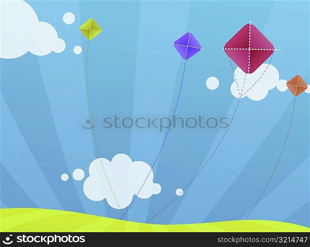 Kites flying in the sky