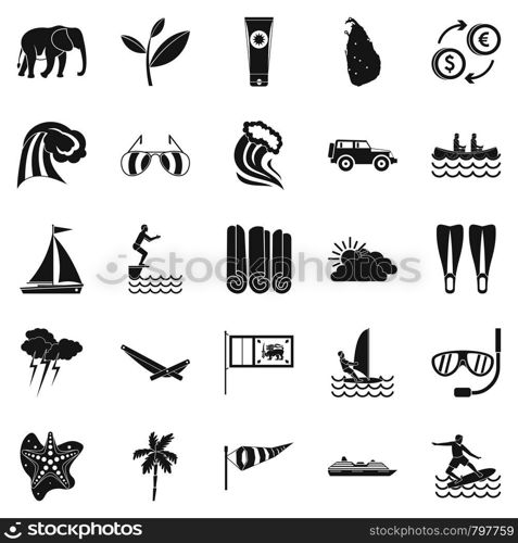 Kitesurfing icons set. Simple set of 25 kitesurfing vector icons for web isolated on white background. Kitesurfing icons set, simple style