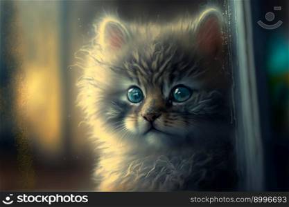 Kitten look in the window.  Ima≥created with Ge≠rative AI technology