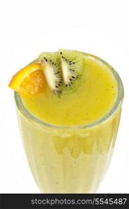 kiwi and passionfruit ice cocktail on a white