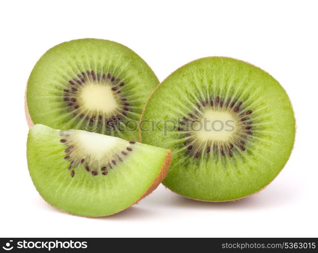 Kiwi fruit sliced segments isolated on white background cutout