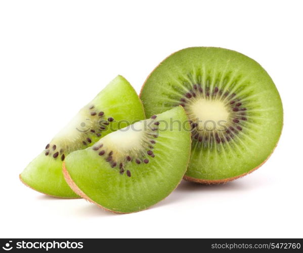 Kiwi fruit sliced segments isolated on white background cutout