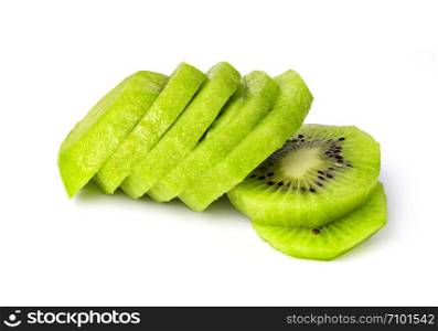 kiwi fruit sliced segments isolated on white background. kiwi fruit sliced segments