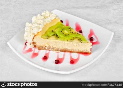 kiwi tasty cake close up at plate