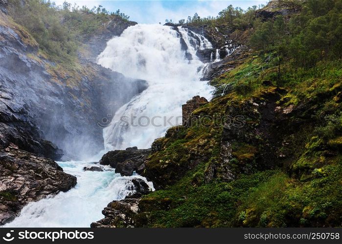 kjosfossen waterfall by the Flam to myrdal flamsbana railway line, Norway