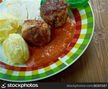 Kjottkaker Swedish meatballs. traditional dish of the Finnish and Swedish cuisine