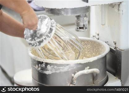 kneading dough in bakery dough mixer machine .. kneading dough in bakery dough mixer machine.