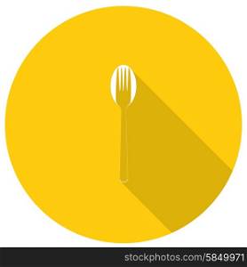 Knife, Fork and Spoon Icons set in flat style with long shadows