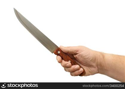 knife in hand isolated on a white background