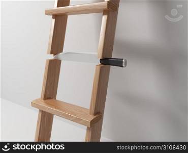 Knife instead of steps on the stairs. 3d