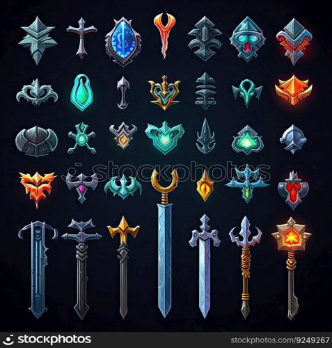 knife sword weapon game ai generated. fight metal, old antique, dagger icon knife sword weapon game illustration. knife sword weapon game ai generated