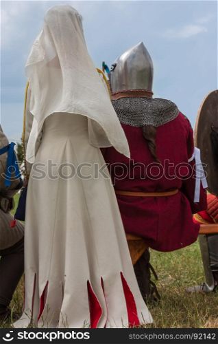 Knight and Dame with White Veil Outdoor: Medieval Event Reconstruction