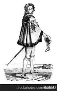 Knight of the Order of Fools, has Cleves, vintage engraved illustration. Magasin Pittoresque 1842.