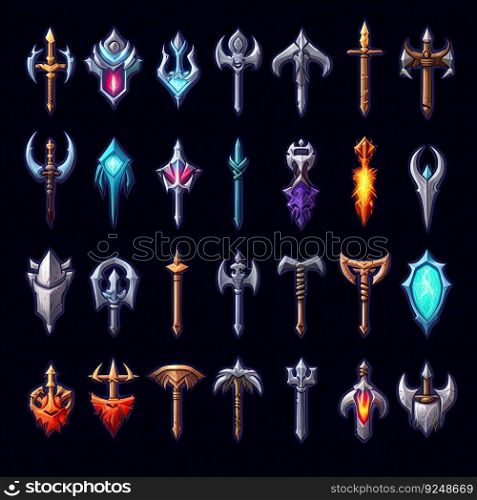 knight sword weapon game ai generated. war steel, ancient warrior, knife fight knight sword weapon game illustration. knight sword weapon game ai generated