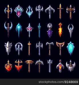 knight sword weapon game ai generated. war steel, ancient warrior, knife fight knight sword weapon game illustration. knight sword weapon game ai generated