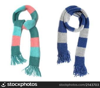 Knitted scarf on a white background.