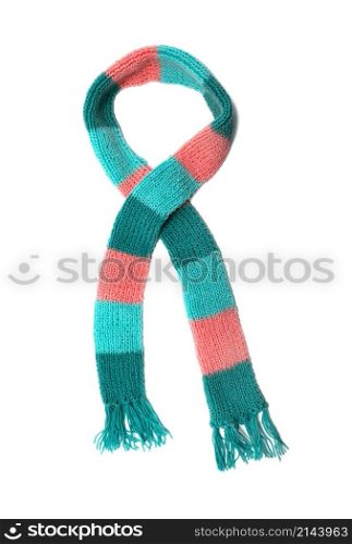 Knitted scarf on a white background.