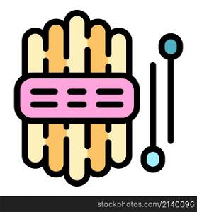 Knitting element icon. Outline Knitting element vector icon color flat isolated. Knitting element icon color outline vector