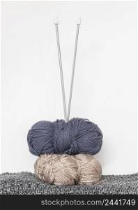 knitting needles wool table