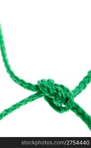 Knot on a cord. Isolated on a white background