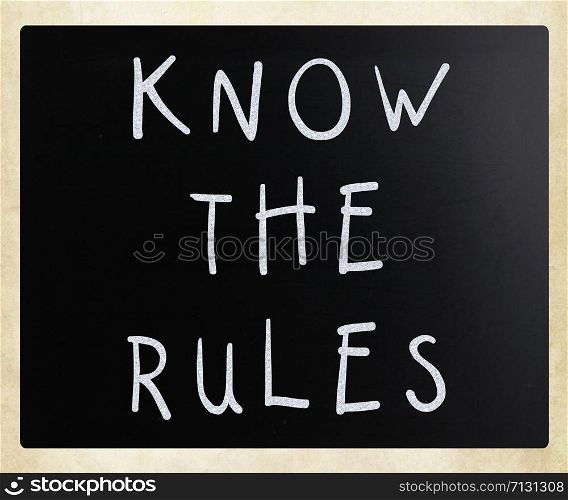 Know the rules - handwritten with white chalk on a blackboard