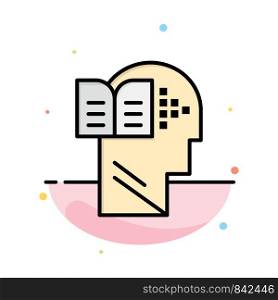 Knowledge, Book, Head, Mind Abstract Flat Color Icon Template