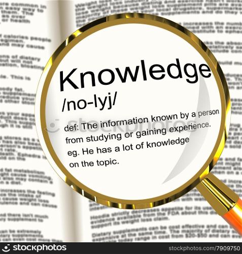 Knowledge Definition Magnifier Showing Information Intelligence And Education. Knowledge Definition Magnifier Shows Information Intelligence And Education