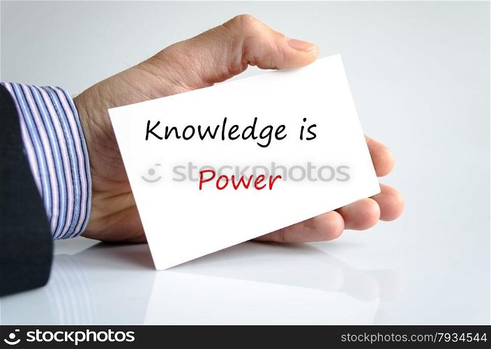 Knowledge is power note in bussines man hand&#xA;