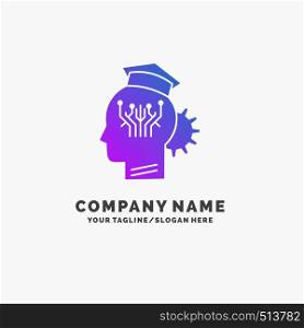 knowledge, management, sharing, smart, technology Purple Business Logo Template. Place for Tagline.. Vector EPS10 Abstract Template background