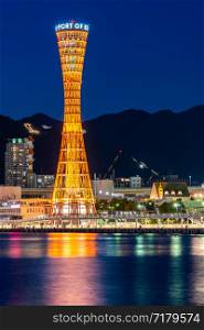 Kobe Port Tower at sunset Twilight in Kobe downtown Hyogo Kansai Japan